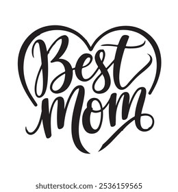 BEST MOM SILHOUETTE VECTOR BLACK AND WHITE DESIGN