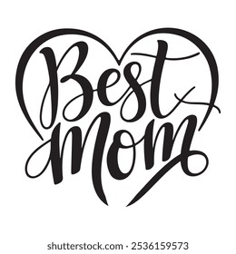 BEST MOM SILHOUETTE VECTOR BLACK AND WHITE DESIGN