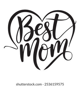 BEST MOM SILHOUETTE VECTOR BLACK AND WHITE DESIGN