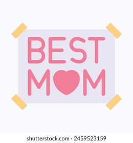 Best Mom Sticker Vector Icon, Flat Style Isolated Vector Icon.