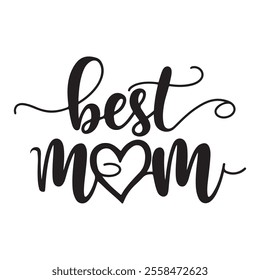 Best mom typography design silhouette vector with illustration
