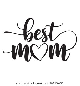 Best mom typography design silhouette vector with illustration
