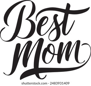 Mejor tipografía de mamá, ilustración de Arte vectorial de silueta 