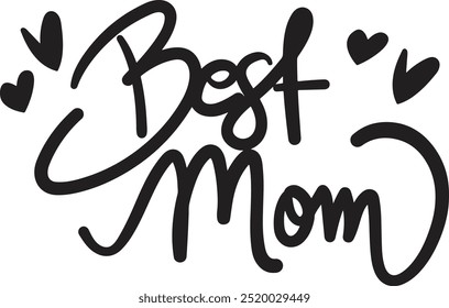 Best mom typography, silhouette vector art illustration