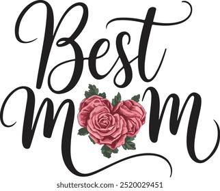 Best mom typography, silhouette vector art illustration