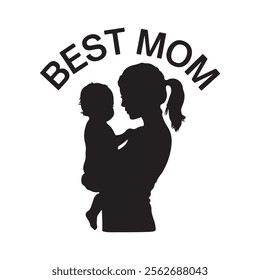 Best mom vector silhouette art illustration.