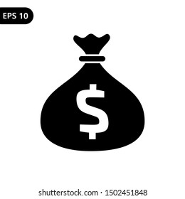 Best Money bag icon, money bag flat simple cartoon  illustration. Vector illustration logo template. EPS 10