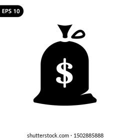 Best Money bag icon, money bag flat simple cartoon  illustration. Vector illustration logo template. EPS 10
