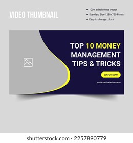 Best money management tips youtube video thumbnail cover banner template