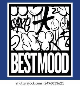 Best Mood: Graffiti Art Black and White Graphic