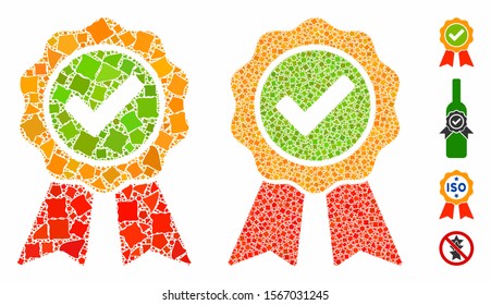 The best mosaic of inequal items in various sizes and shades, based on the best icon. Vector irregular items are combined into mosaic. The best icons collage with dotted pattern.