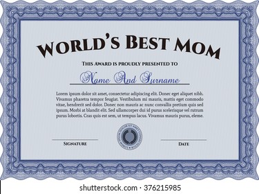 Best Mother Award. Border, frame. With linear background. Beauty design. 