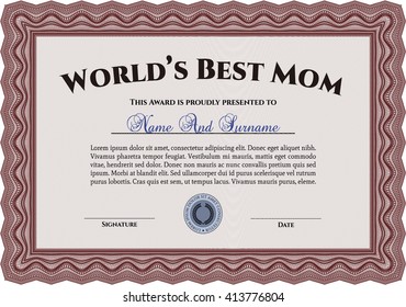 Premio a la mejor madre. Borde, marco. Diseño de belleza. Con fondo lineal. 