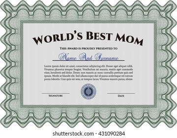 Best Mother Award. Border, frame. Artistry design. With linear background. 