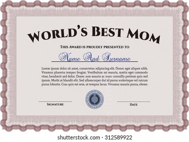 Premio a la mejor madre. Con un fondo complejo. Diseño superior. Ilustración vectorial.