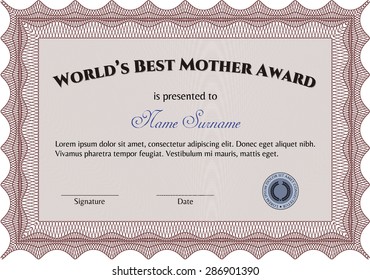 Best Mother Award. With complex linear background. Nice design. Customizable, Easy to edit and change colors.
