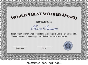 Premio a la mejor madre. Con un fondo lineal complejo. Borde, marco. Diseño artístico. 