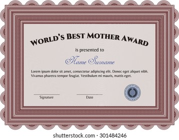 Best Mother Award. Excellent complex design. Detailed.Printer friendly. 