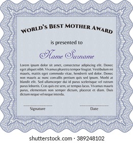 Best Mother Award. With linear background. Border, frame. Beauty design. 