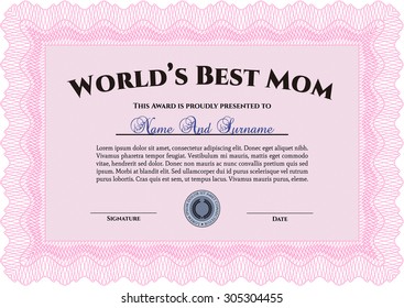 Best Mother Award. With quality background. Border, frame.Sophisticated design. 