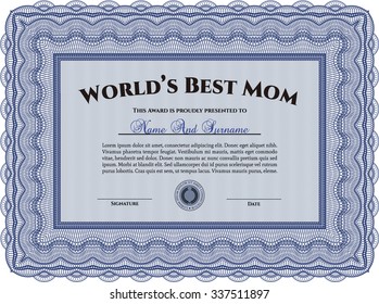 Best Mother Award. With quality background. Cordial design. Border, frame.