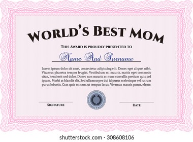 Best Mother Award Template Complex Design Stock Vector (Royalty Free ...