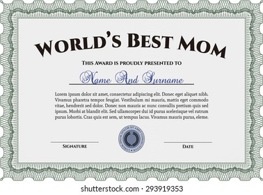 Best Mother Award Template. Detailed.Printer friendly. Retro design. 