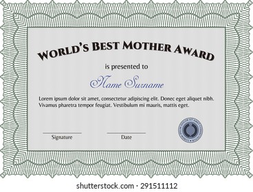 Best Mother Award Template. Detailed.Retro design. Printer friendly. 