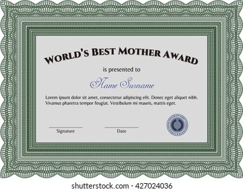 Best Mother Award Template Guilloche Pattern Stock Vector (Royalty Free ...