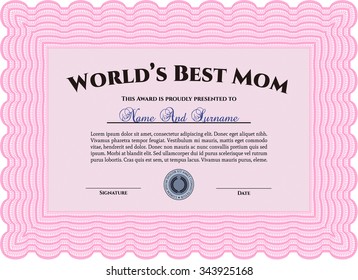 Best Mother Award Template. Printer friendly. Excellent complex design. Detailed.