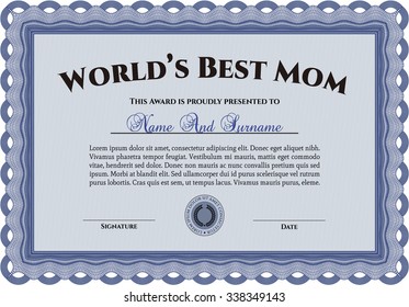 Best Mother Award Template. Vector illustration.With complex background. Excellent design. 