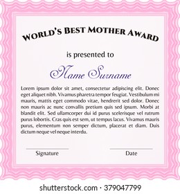 Best Mother Award Template Vector Illustration Stock Vector (Royalty ...