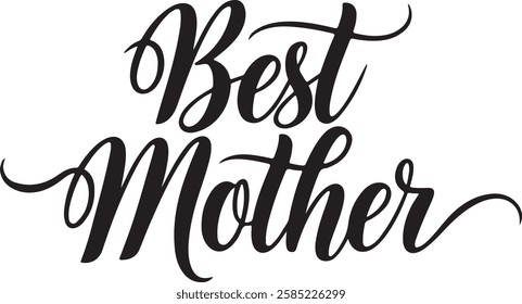 Best mother typography silhouette vector style with white background