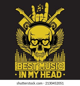 Best Music In my Head t-shirt design vector template