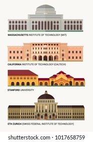 Best National Universities. Flat Colorful Vector Illustration.