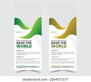 The Best Nature Rollup Banner Design Template, Flyer design template, abstract background, pull-up design, modern x-banner, and rectangle size. Roll up banner design template, vertical.