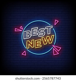 best new neon sign style with brick wall background vector