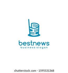 Best News Newspaper and Letter B Logo. Newspaper logo template, best news logo template design vector illustration. You can also see letter “b”. Clean, clear and simple logo.