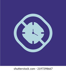 The best No Clock glyph icon prohibited and ban time icon vector. Prohibition symbol illustration in trendy style. Suitable for many purpose.