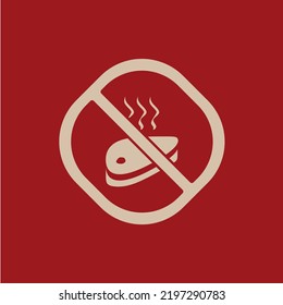 The best No Grill Steak icon vector. Prohibition symbol illustration in trendy style. Suitable for many purpose.