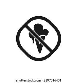 The best No Ice Cream Sign icon vector. Prohibition symbol illustration in trendy style. Suitable for many purpose.