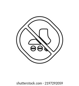 The best No Roller Skates icon vector. Prohibition symbol illustration in trendy style. Suitable for many purpose.