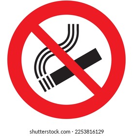 Best No Smoking icon vector, illustration logo template in trendy style. Suitable for many uses. Flat vector, in black and red coloring isolated on white background
