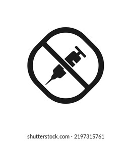 The best No Syringe Sign icon vector. Prohibition symbol illustration in trendy style. Suitable for many purpose.