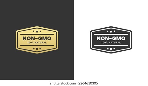 Best Non GMO Seal or Non GMO Label Vector Isolated on Black Background. Non GMO Label for guaranteed natural products without genetic engineering. Non GMO Icon For natural product seal.