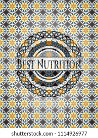 Best Nutrition arabic style emblem. Arabesque decoration.