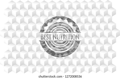 Best Nutrition grey badge with geometric cube white background