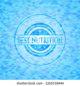 Best Nutrition realistic light blue emblem. Mosaic background