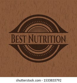 Best Nutrition vintage wooden emblem. Vector Illustration.