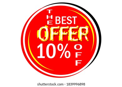 The best offer 10% off sticker design in red round stamp background 